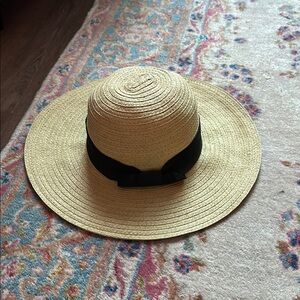 Elegant Tan Sun Hat with Black Ribbon
